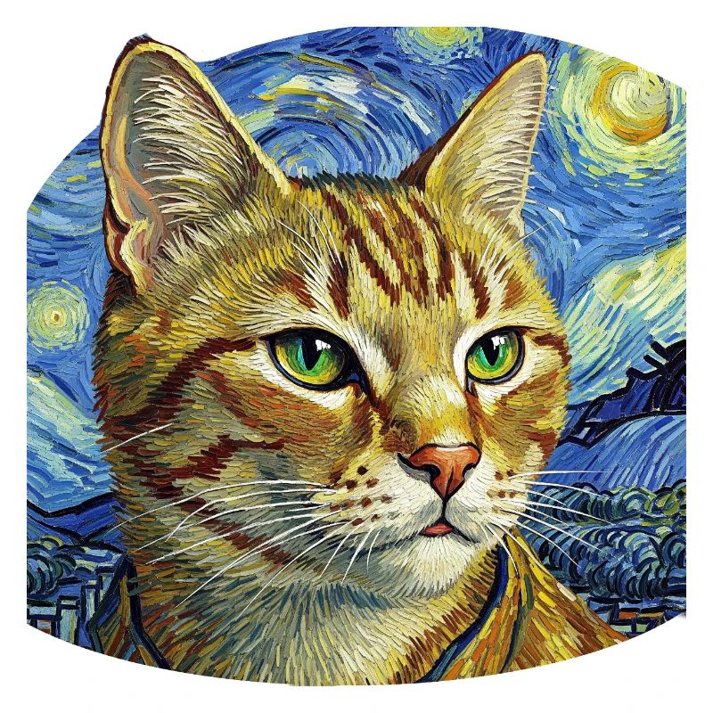 Lustige Katze im Sternennacht-Design