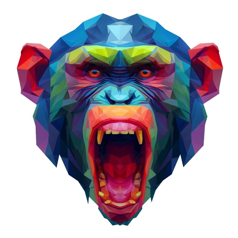 Tête de singe polygone coloré