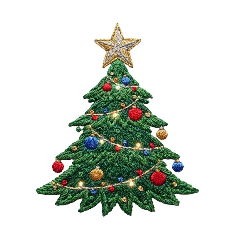 Embroidered Christmas tree – Christmas design (printed)