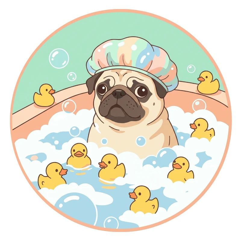 Mopps beim Badespaß