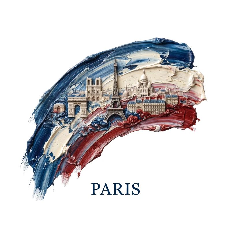 Paris Pinselstrich Stadtbild Flagge