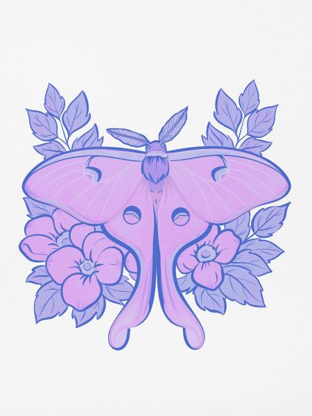 Pastell-Mond-Motte und Hibiskus-Floral