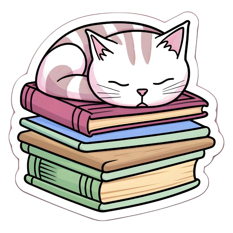 Schlafende Bücherkatze