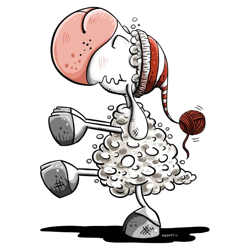 Sleepwalker sheep with sleeping cap