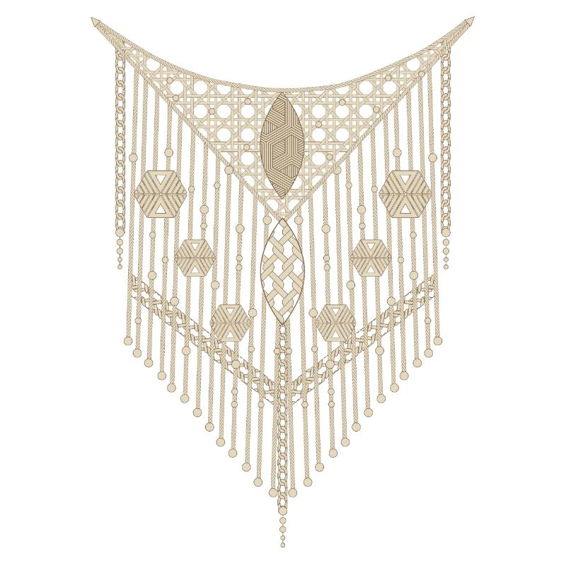 Fine macramé ornament with geometric details
