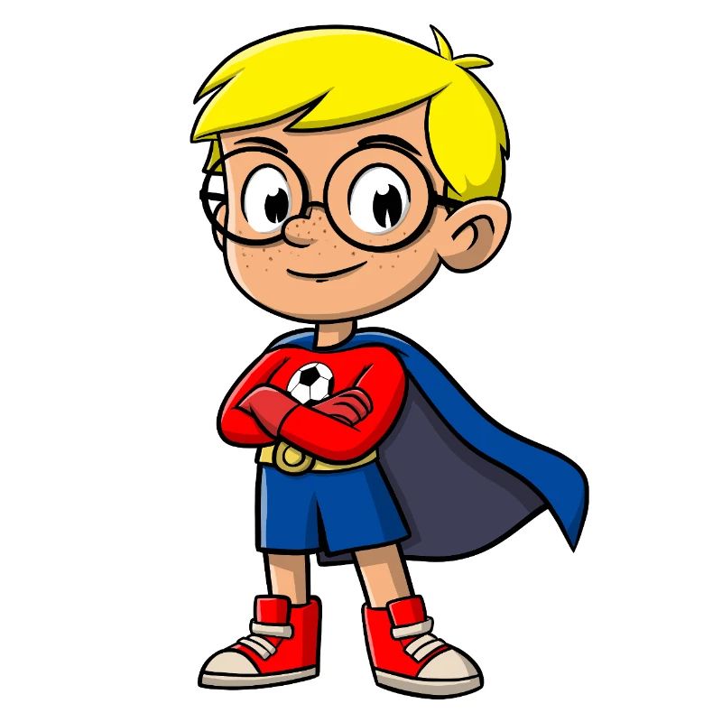 Kleiner Superheld mit Brille