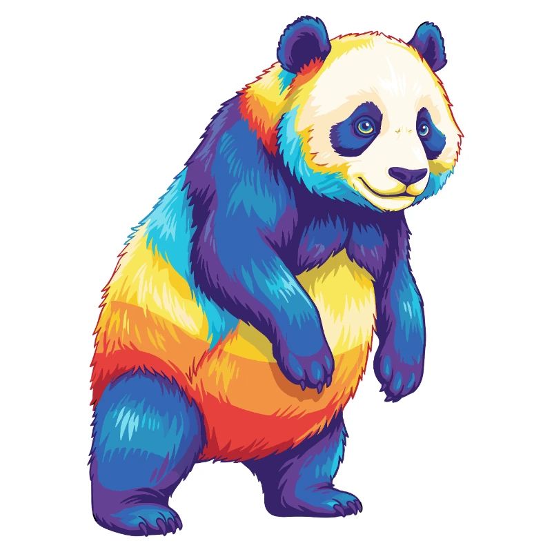 Buntes Panda-Regenbogen-Pop-Art-Aquarell