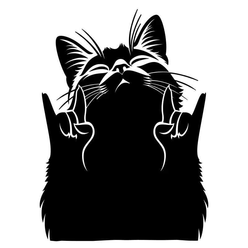 Metal Katze – Rockhandzeichen Silhouette