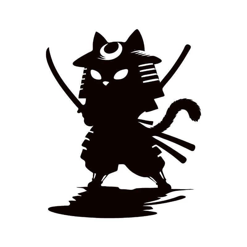 Lustige Samurai Katze