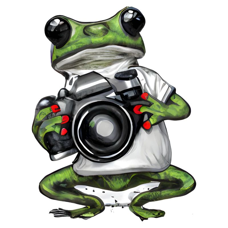 Frosch mit Fotoapparat