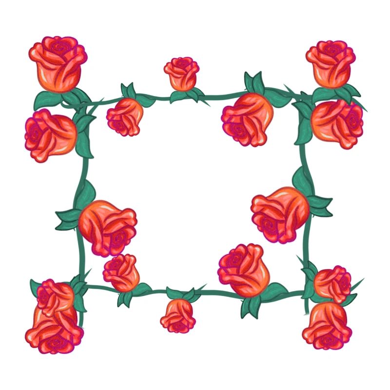 Plantes rouges Ligne Fleur Rose Rectangle Fleurs