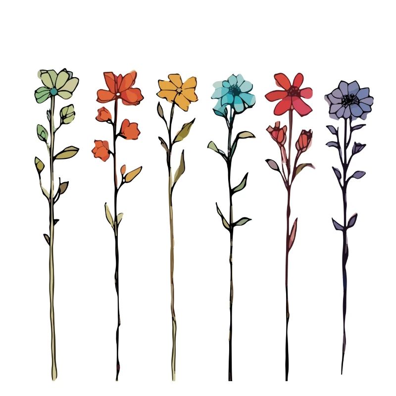 Serene lineare Blumenkunst