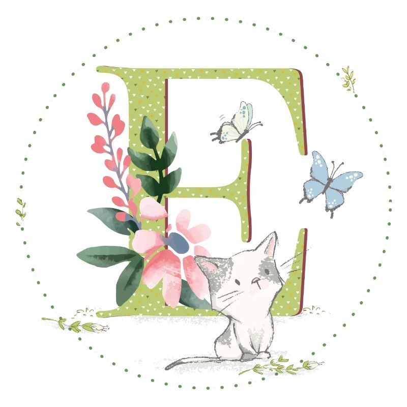 Anfangsbuchstabe E mit Katze