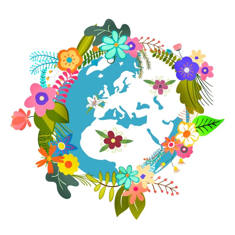 Globe terrestre fleurs