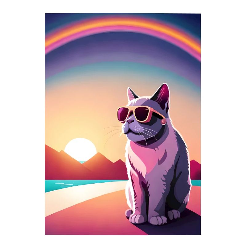 Synthwave Regenbogen Katze