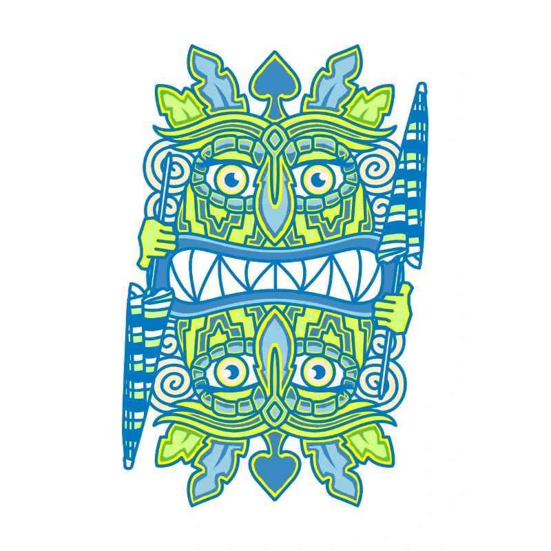 Blaue Tiki Queen - Regenschirm