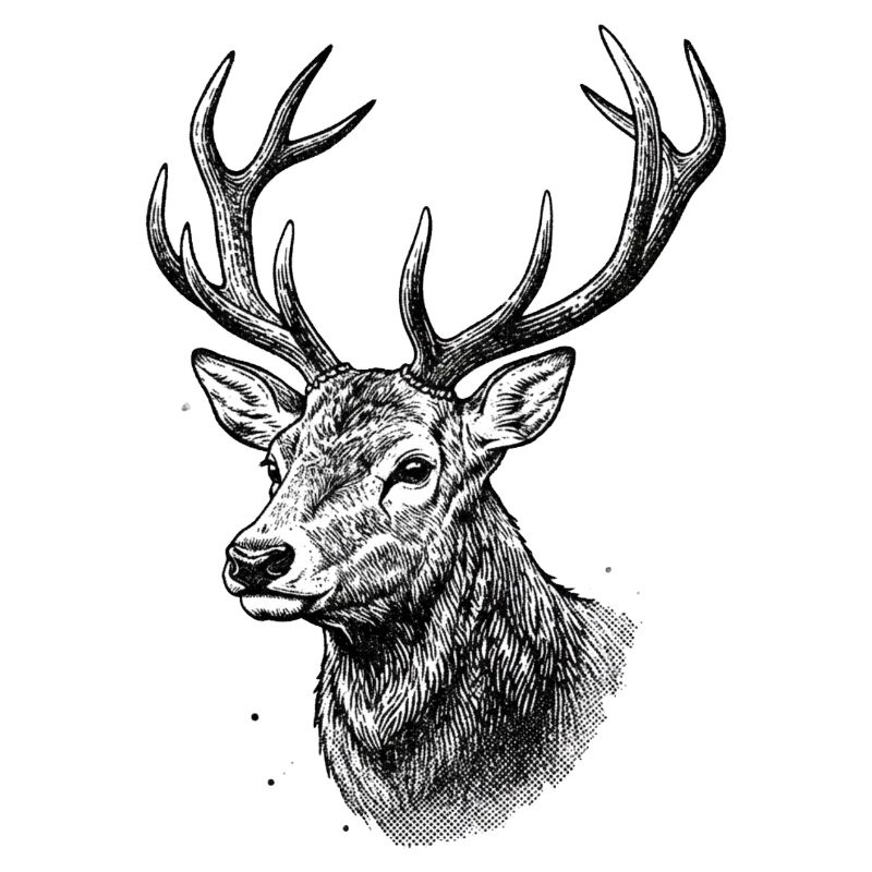 Hirschkopf Holzschnitt