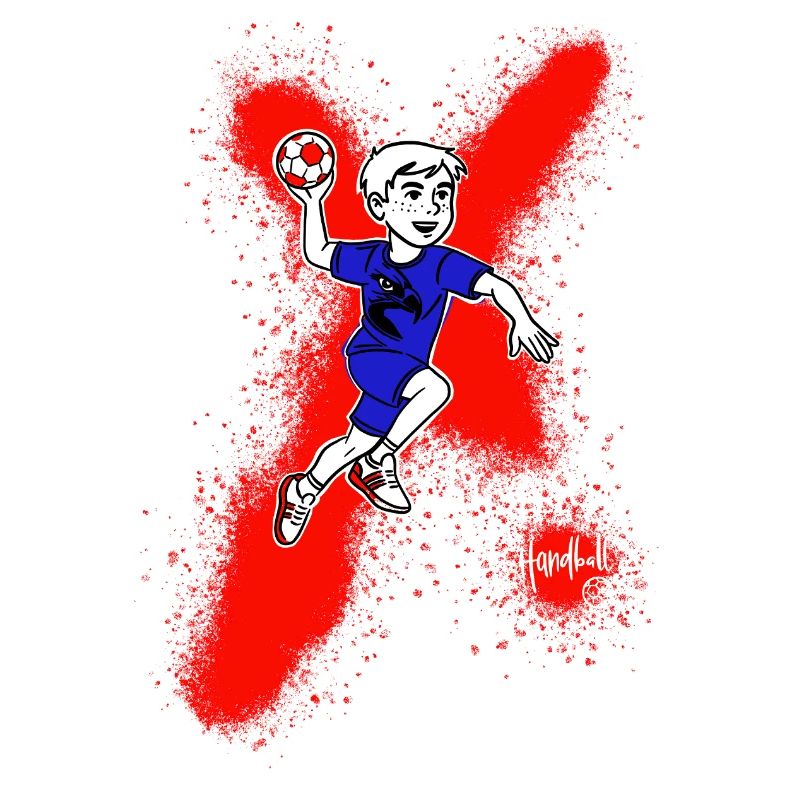 Handball Junge im Sprung