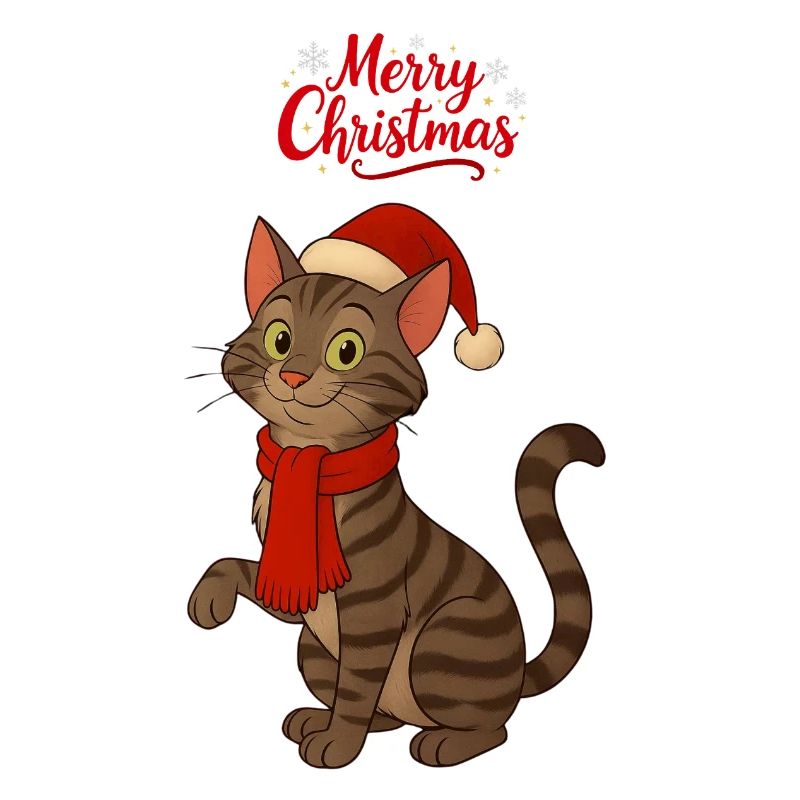 Graue Katze Frohe Weihnachten
