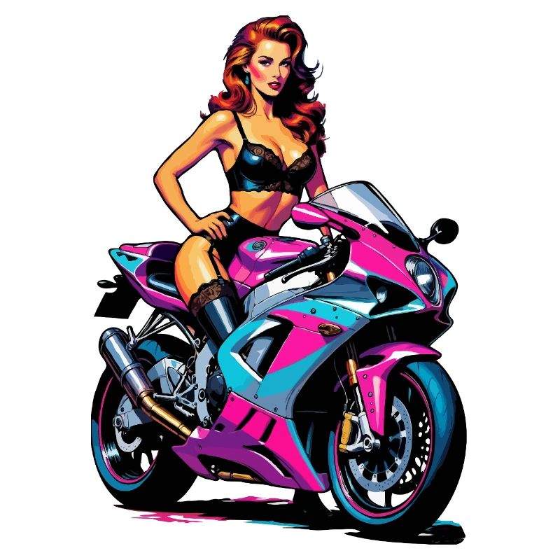 Pin-up-Mädchen auf Rennrad