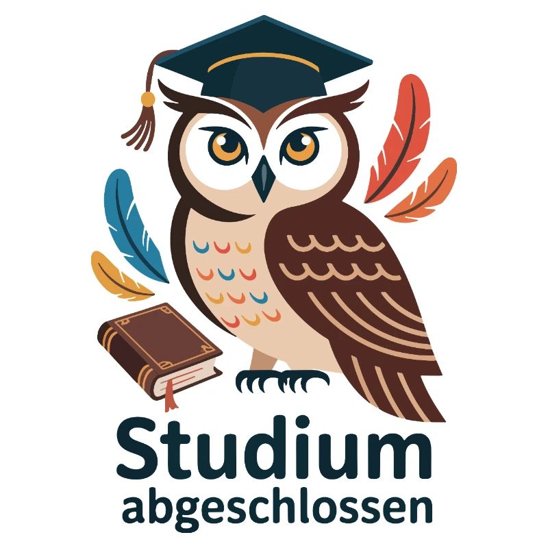 Eulenabschluss mit bunten Federn