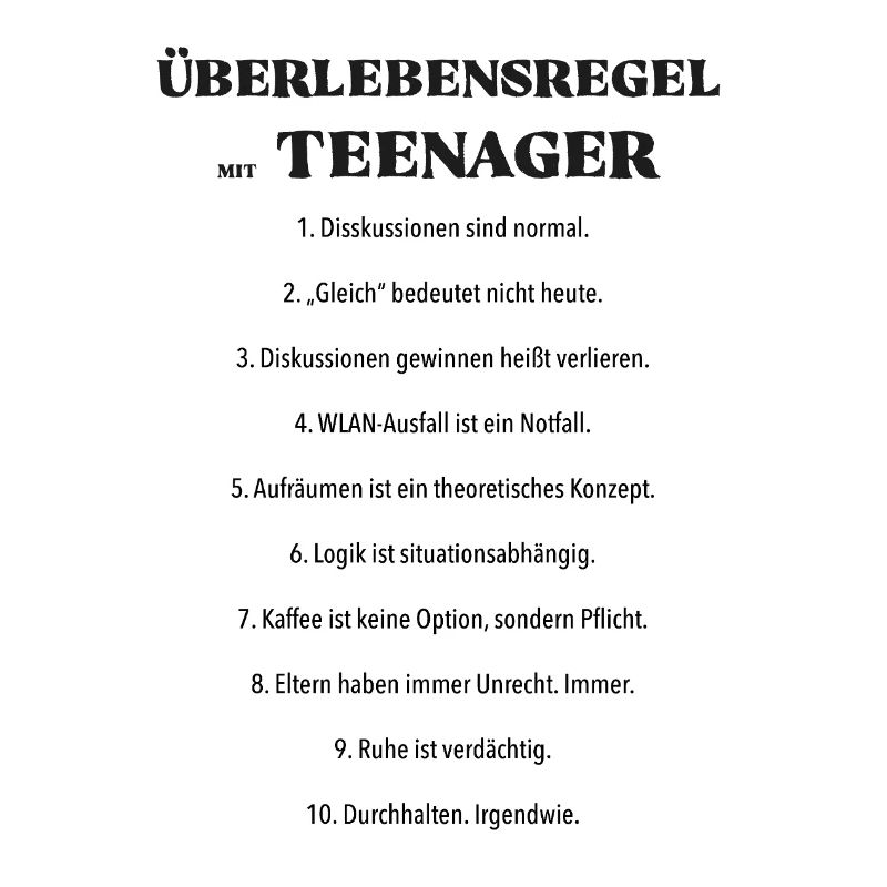 Überlebensregel mit Teenager