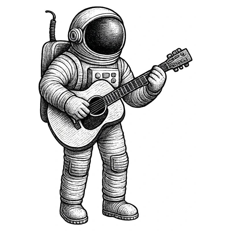 Sketch de guitare d’astronaute