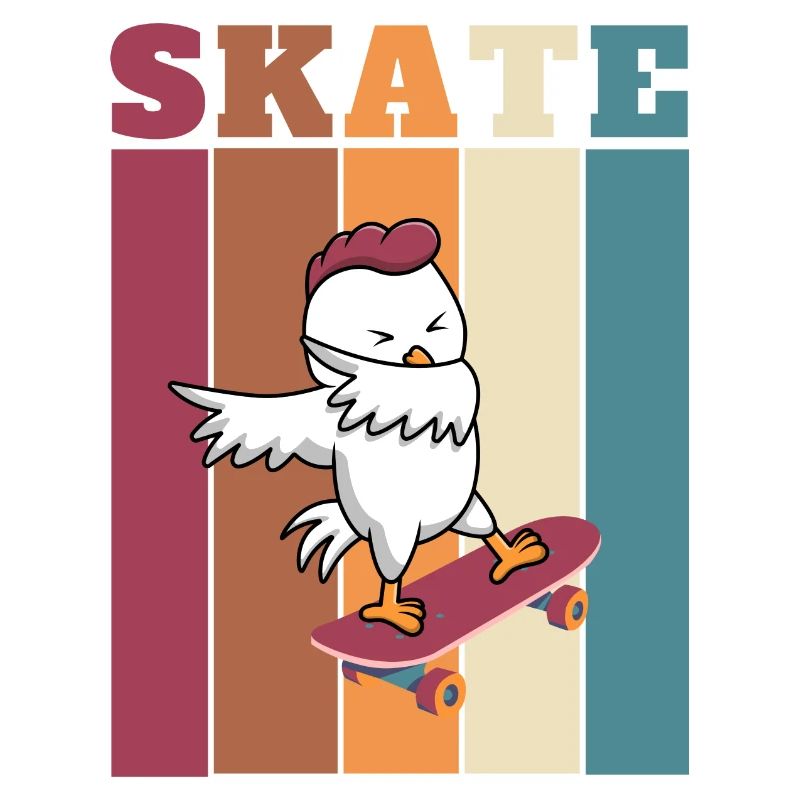 Retro Skateboarding Chicken