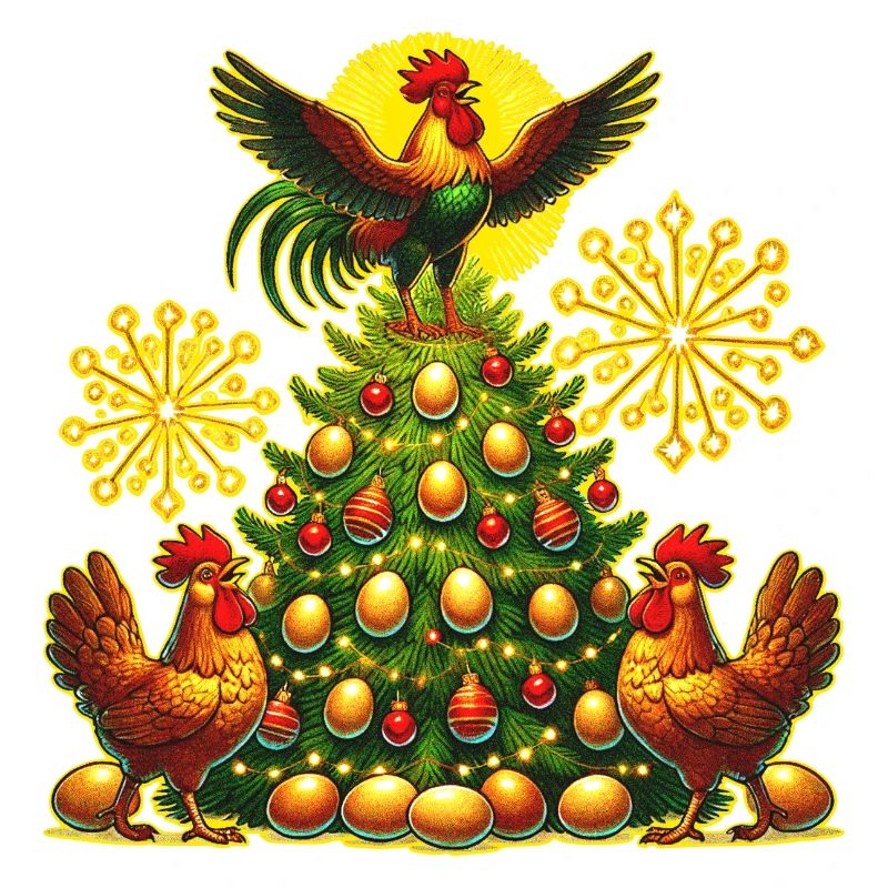 Lustiger Weihnachtsbaum Hühner