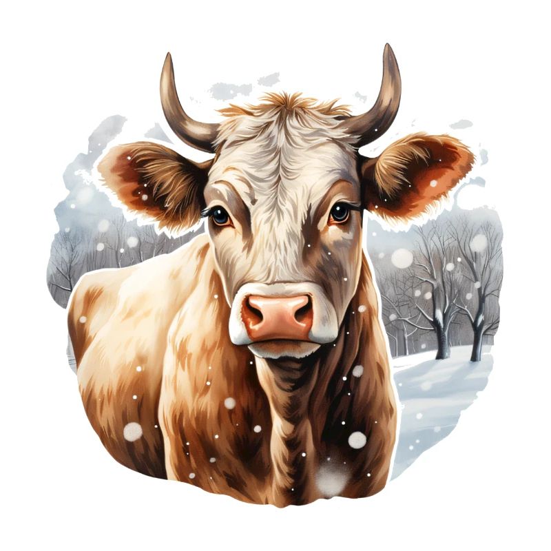 Kuh in Winterlandschaft