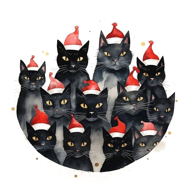 Aquarell Weihnachtskatzen
