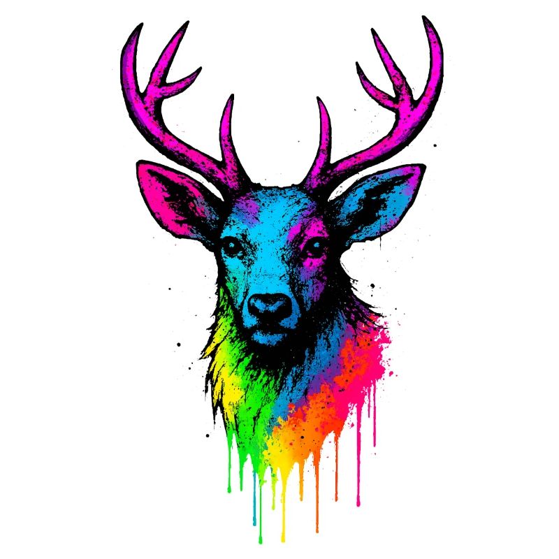 Regenbogen Hirsch Neon Splash