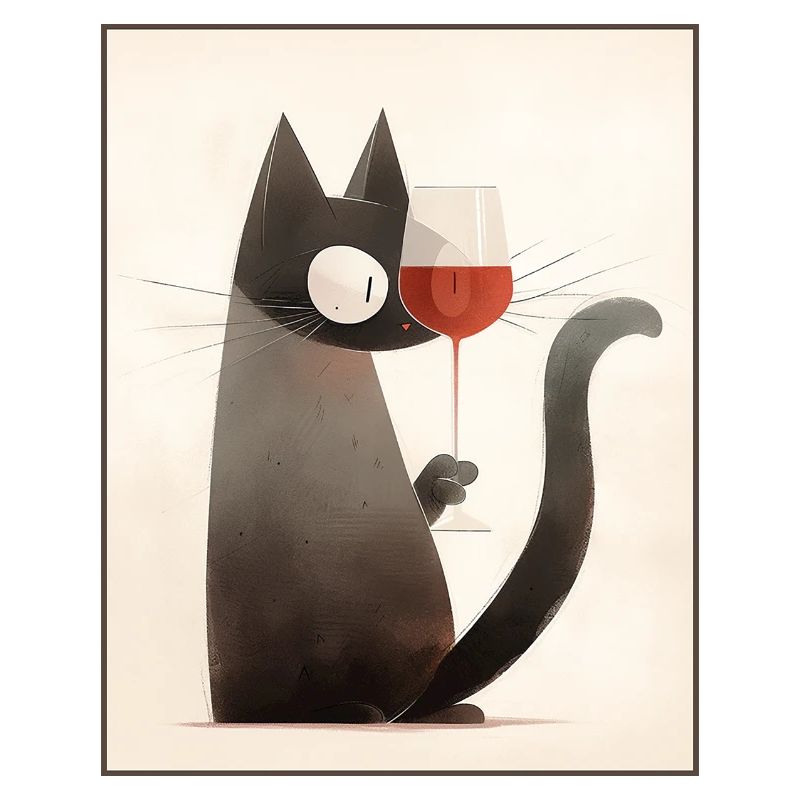 Katze mit Weinglas