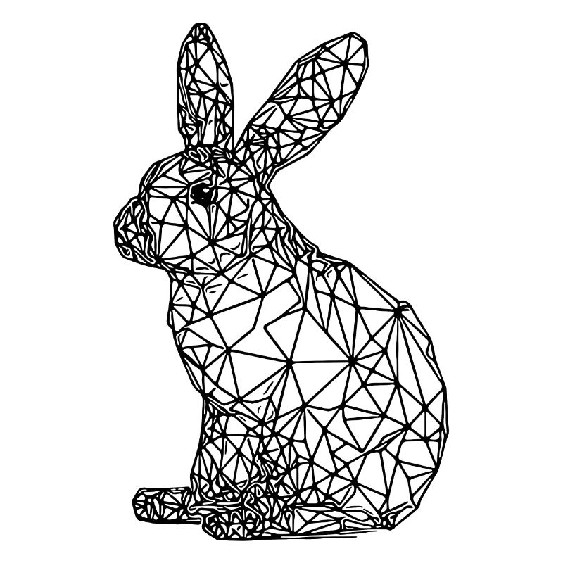 Cute Geometric Rabbit Small Lines Rabbit