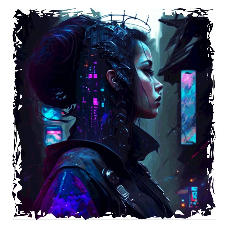 Female cyborg in a possible neon future