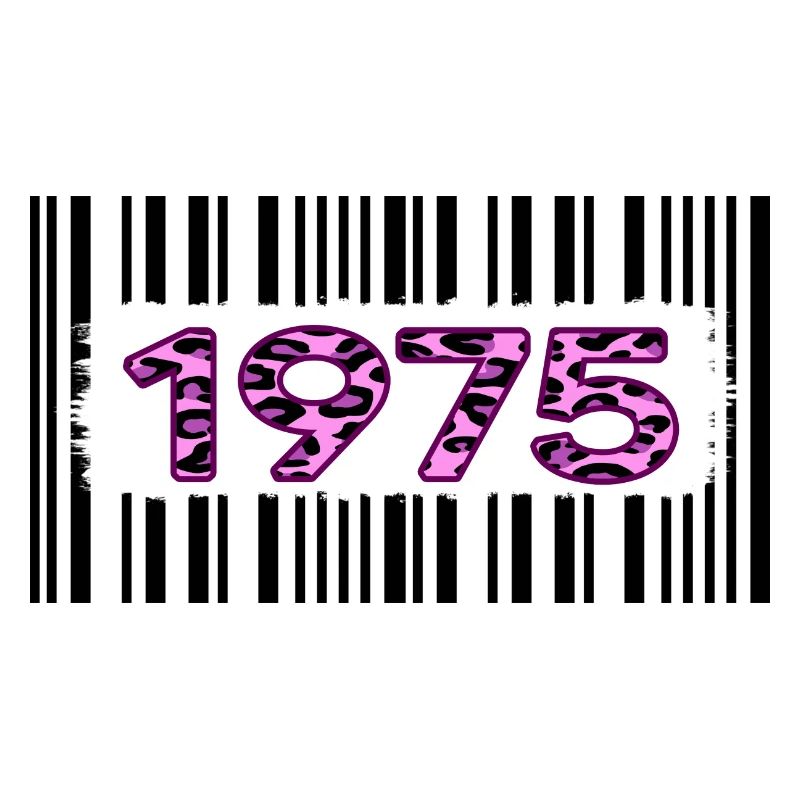 1975 Code à barres d’anniversaire unique léopard rose