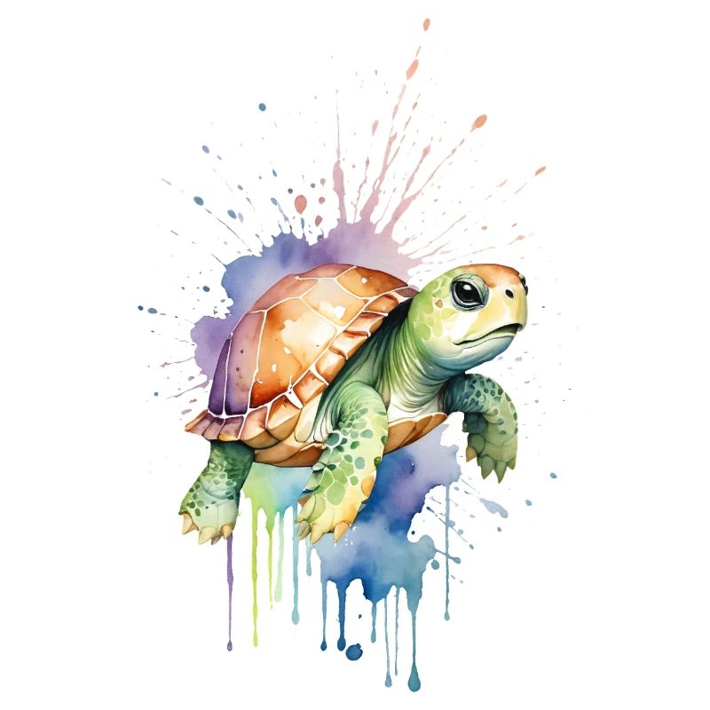 Gelassene Schildkröte - Aquarell