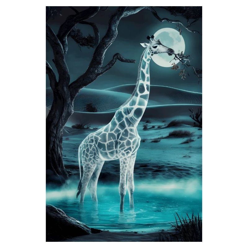 Giraffe in the moonlight