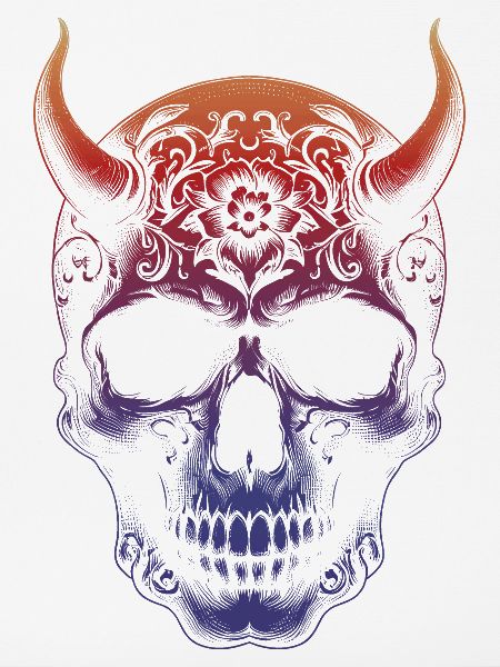 Totenkopf mit Hörnern