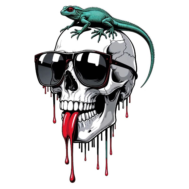 Chilliger Totenkopf mit Echse