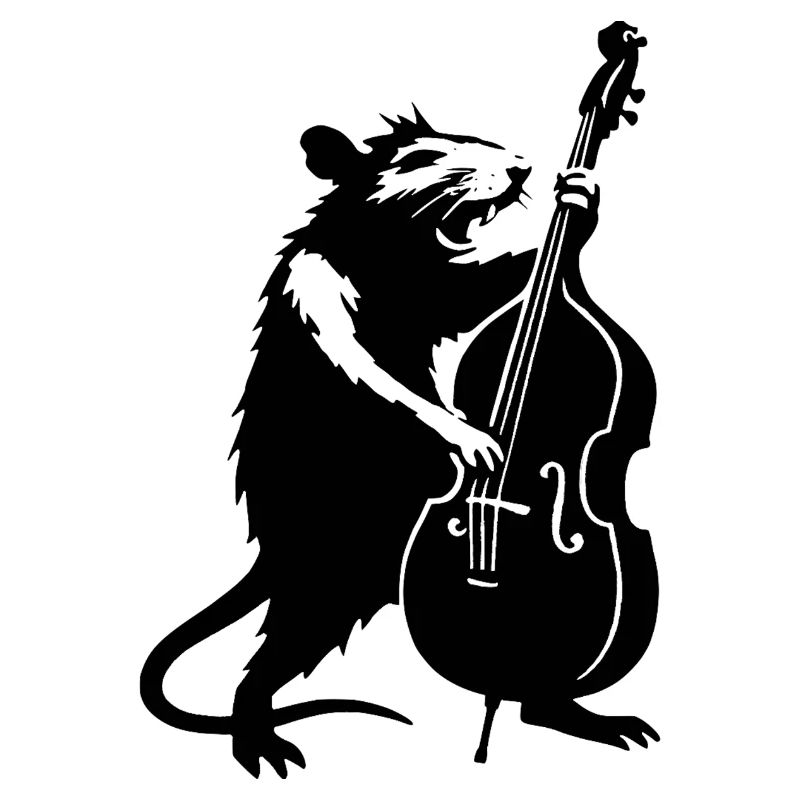 Bär mit Cello Monochrom