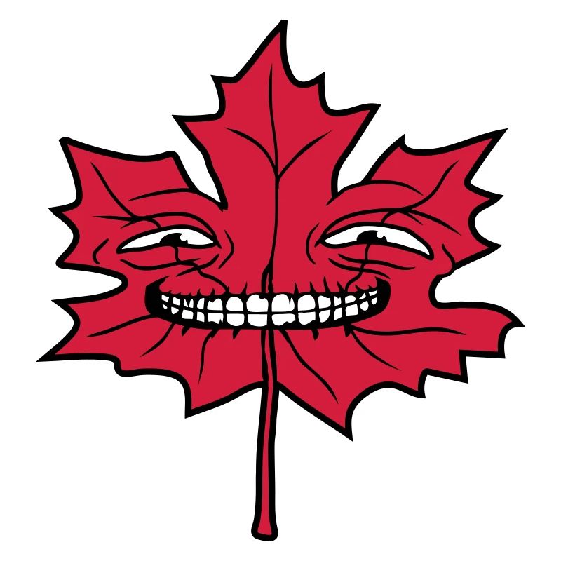 face maple leaf cool funny grin cheeky comic