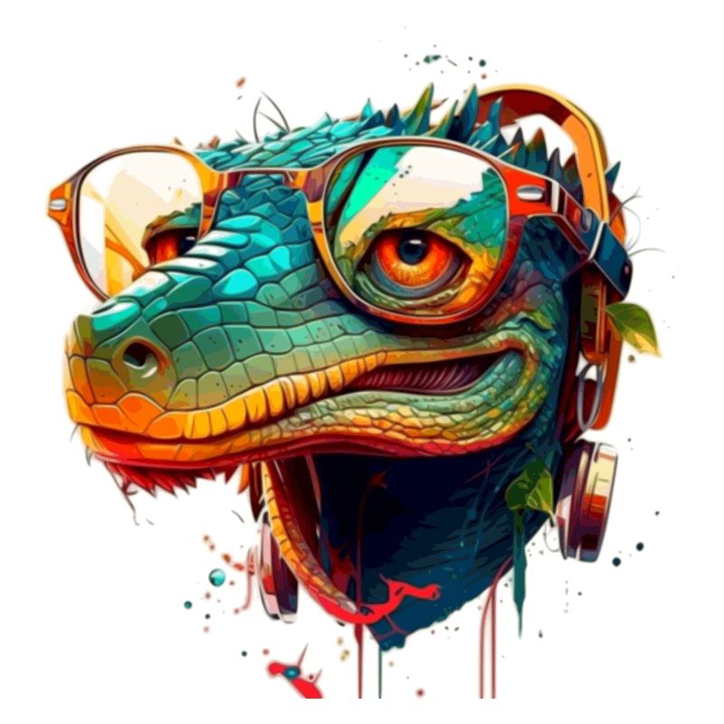 Reptil mit Brille Drache oder Krokodil im Sommer
