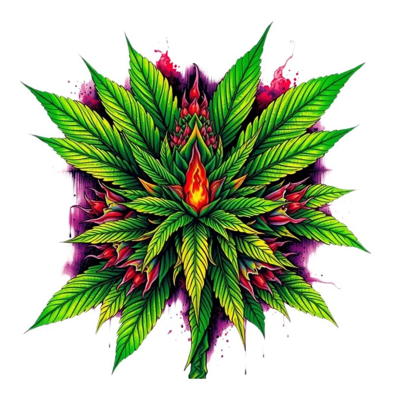 Feuer Mandala Cannabisblatt Stern