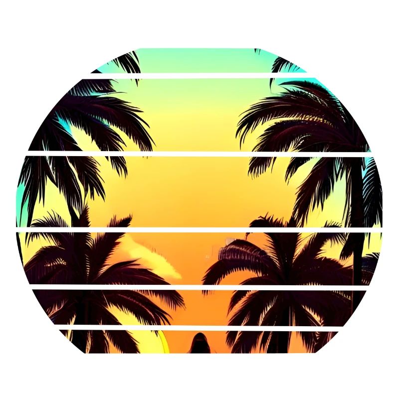 Sunset under palm trees