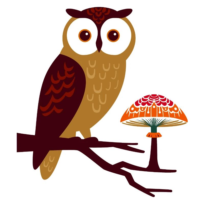 Eule und Pilz