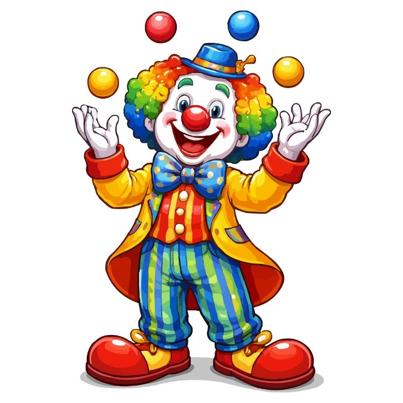 Zirkusclown im Regenbogenoutfit