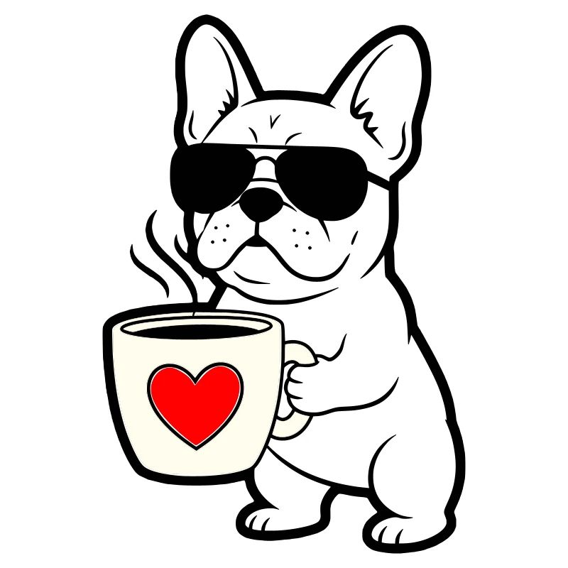Frenchie Hund Kaffee Outline