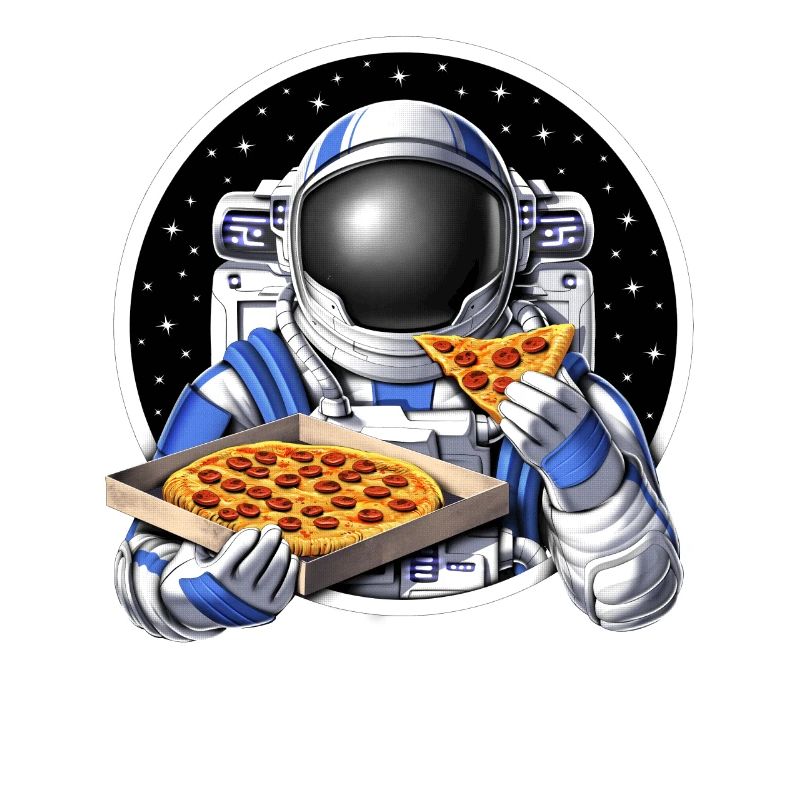 astronaute de l’espace mangeant de la pizza