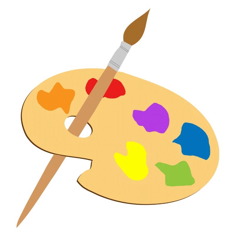 Farbpalette und Pinsel